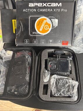 Apex Black Action Camera X70 Pro with Black Carrying Case